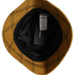 Men Dark Yellow Check Wide Brim Bucket Cap Hat