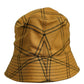 Men Dark Yellow Check Wide Brim Bucket Cap Hat