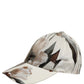 Men Beige Floral Cotton Baseball Capello Hat