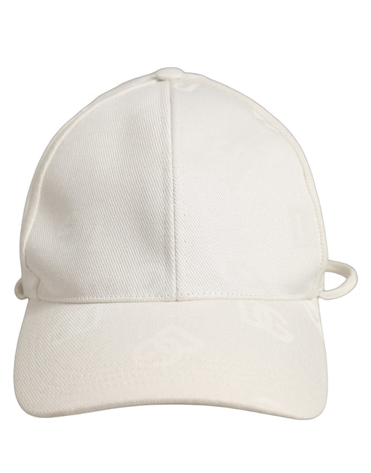 Men White Cotton Stretch Baseball Capello Hat