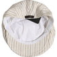 Men Off White Striped Linen Newsboy Capello Hat