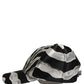 Men Black Silver Zebra Pattern Baseball Cap Hat