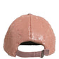 Men Pink Cotton Sequin Baseball Cap 6 Panels Hat