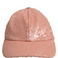 Men Pink Cotton Sequin Baseball Cap 6 Panels Hat