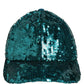 Men Green Cotton Sequin Baseball Cap 6 Panels Hat