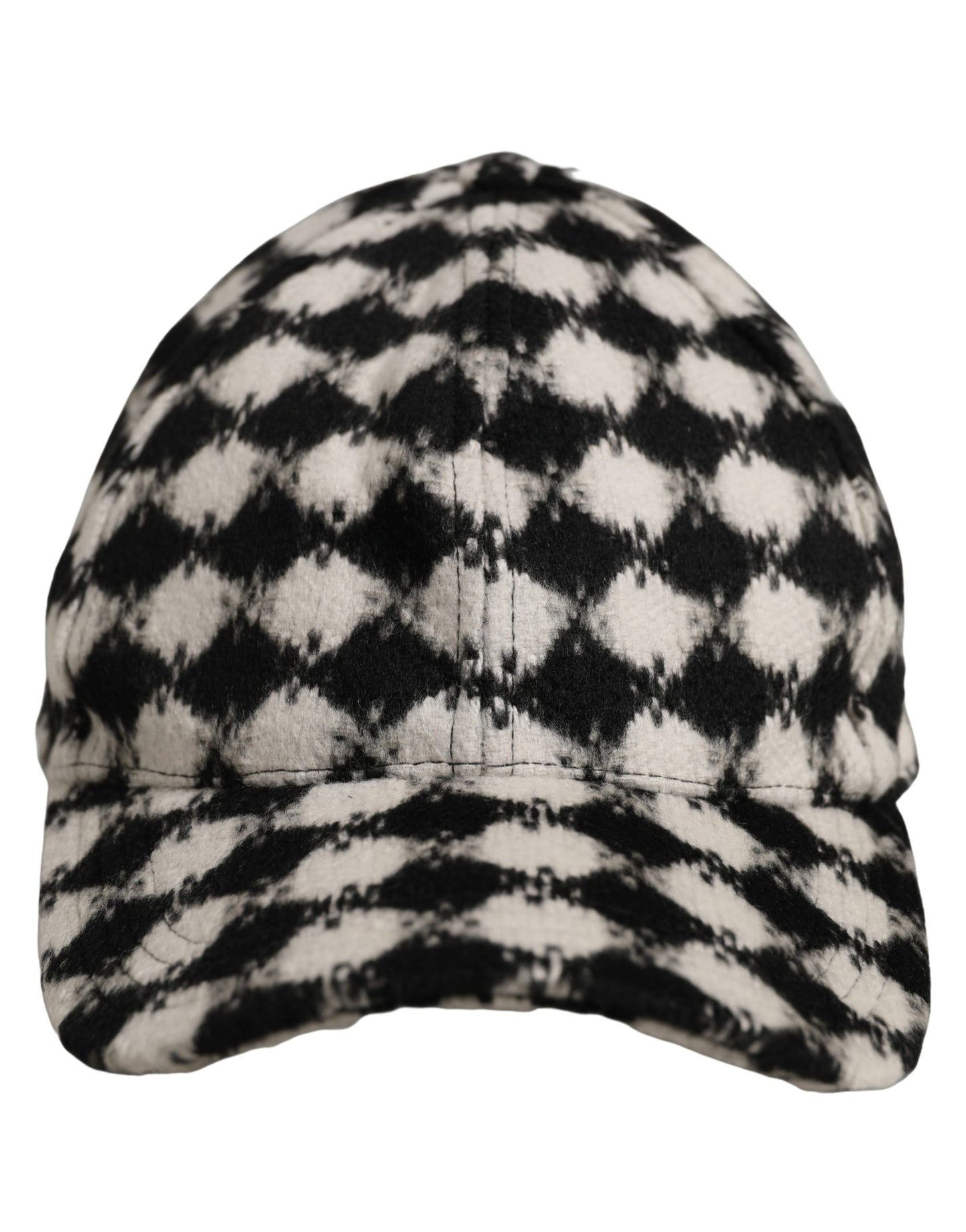 Men Black White Diamond Wool Baseball Cap Hat
