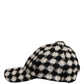 Men Black White Diamond Wool Baseball Cap Hat