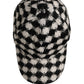 Men Black White Diamond Wool Baseball Cap Hat