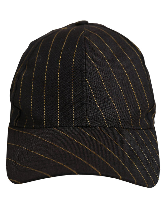 Black Gold Pinstriped Cotton Baseball Cap Hat