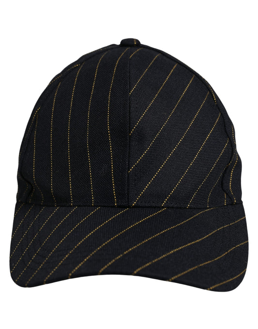 Black Gold Pinstriped Cotton Baseball Cap Hat