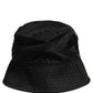 Men Black Nylon Wide Brim Bucket Capello Hat