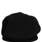 Men Black Wool Blend Flat Cloth Newsboy Cap Hat