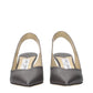 Gray Leather High Heel Pumps