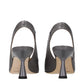 Gray Leather High Heel Pumps