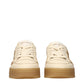 Beige Leather Low Top Sneakers