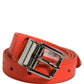 Red Leather Silver Metal Buckle Cintura Belt