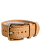 Beige Embossed Leather Gold Buckle Belt Strap Bracelet