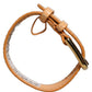 Beige Embossed Leather Gold Buckle Belt Strap Bracelet