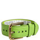 Green Textured Leather Gold Buckle Belt Strap Bracelet