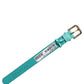 Blue Textured Leather Gold Buckle Belt Strap Bracelet
