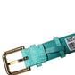 Blue Textured Leather Gold Buckle Belt Strap Bracelet