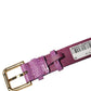 Purple Textured Leather Gold Buckle Belt Strap Bracelet