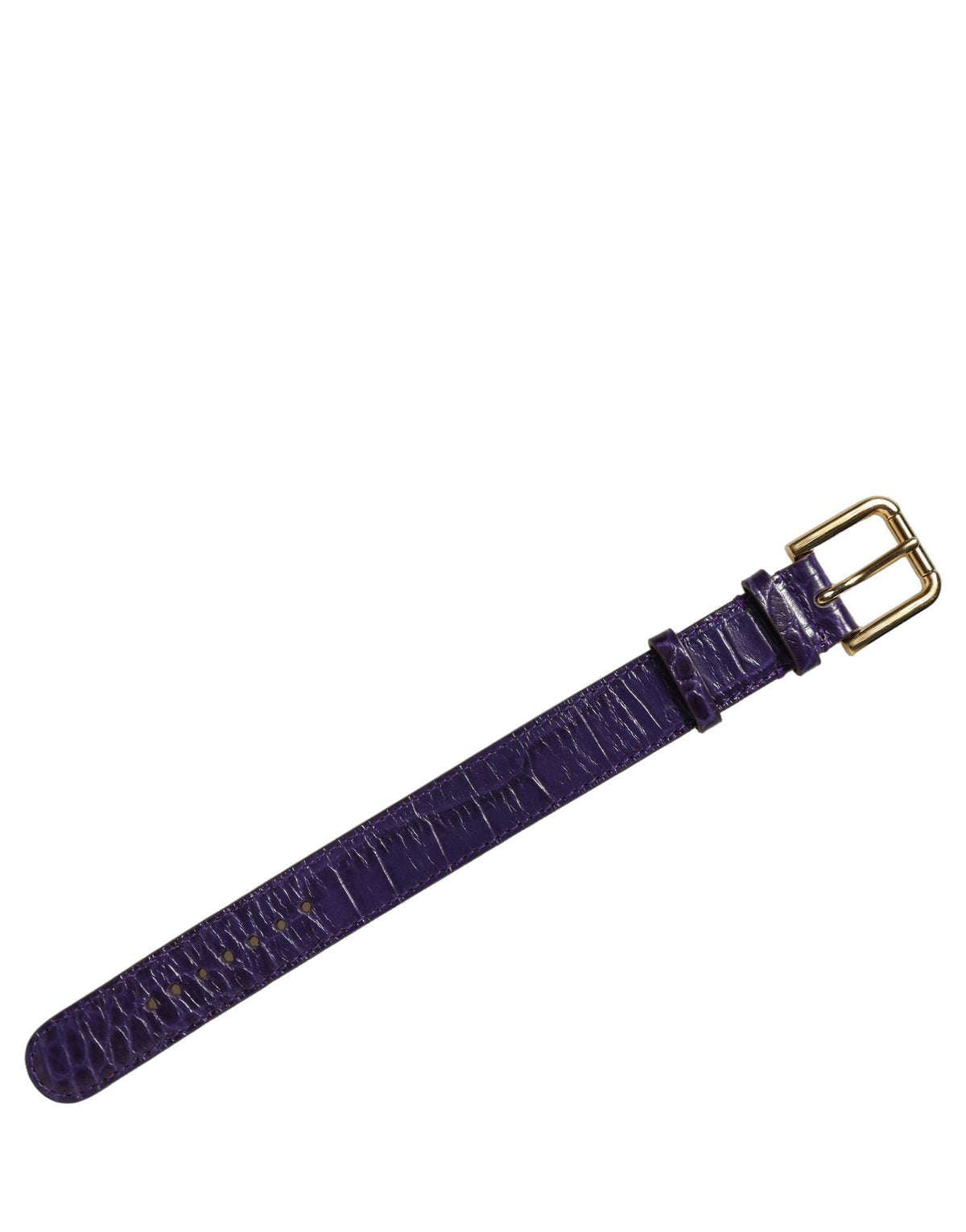 Violet Embossed Leather Gold Buckle Belt Strap Bracelet