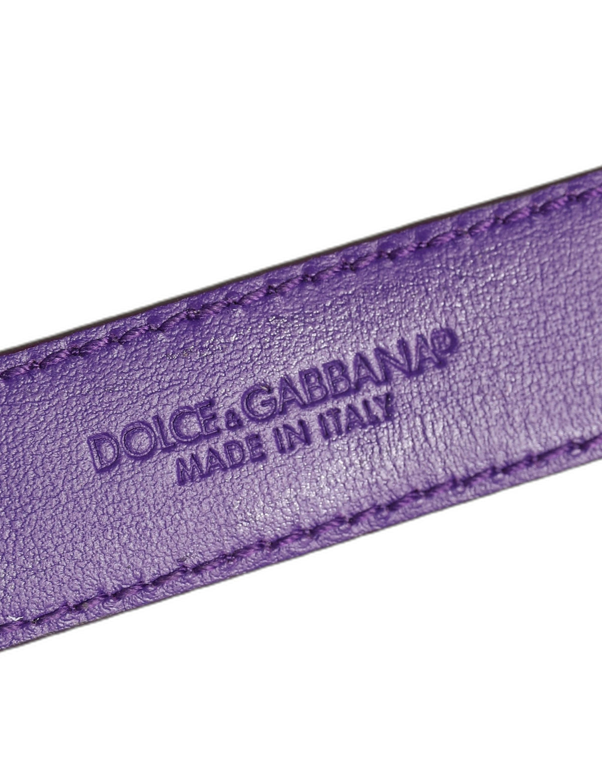 Violet Embossed Leather Gold Buckle Belt Strap Bracelet