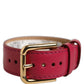 Red Calfskin Leather Gold Buckle Belt Strap Bracelet