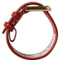 Red Embossed Leather Gold Buckle Belt Strap Bracelet