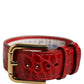 Red Embossed Leather Gold Buckle Belt Strap Bracelet