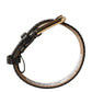 Black Calfskin Leather Gold Buckle Belt Strap Bracelet