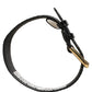 Black Textured Leather Gold Buckle Belt Strap Bracelet