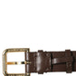 Brown Calfskin Leather Gold Buckle Belt Strap Bracelet