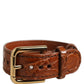 Brown Textured Leather Gold Buckle Belt Strap Bracelet