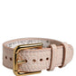 Pink Embossed Leather Gold Buckle Belt Strap Bracelet