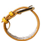 Yellow Textured Leather Gold Buckle Belt Strap Bracelet