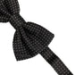 Men Black Polka Dot Silk Adjustable Neck Papillon Bow Tie