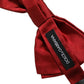 Men Red 100% Silk Adjustable Neck Papillon Bow Tie