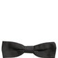 Men Black 100% Cotton Adjustable Neck Papillon Bow Tie