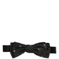 Men Black DG Polka Dot Adjustable Neck Papillon Bow Tie