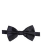 Men Dark Blue Silk Adjustable Neck Papillon Bow Tie