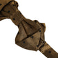 Men Brown Polka Dot Silk Adjustable Neck Papillon Bow Tie