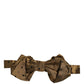 Men Brown Polka Dot Silk Adjustable Neck Papillon Bow Tie