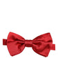 Men Red 100% Silk Adjustable Neck Papillon Bow Tie