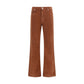 Brown Cotton Casual Pants