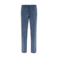 Blue Cotton Casual Pants
