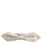 Men White 100% Silk Adjustable Neck Papillon Bow Tie