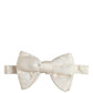Men White 100% Silk Adjustable Neck Papillon Bow Tie