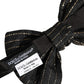 Men Black Pinstripe Silk Adjustable Neck Papillon Bow Tie